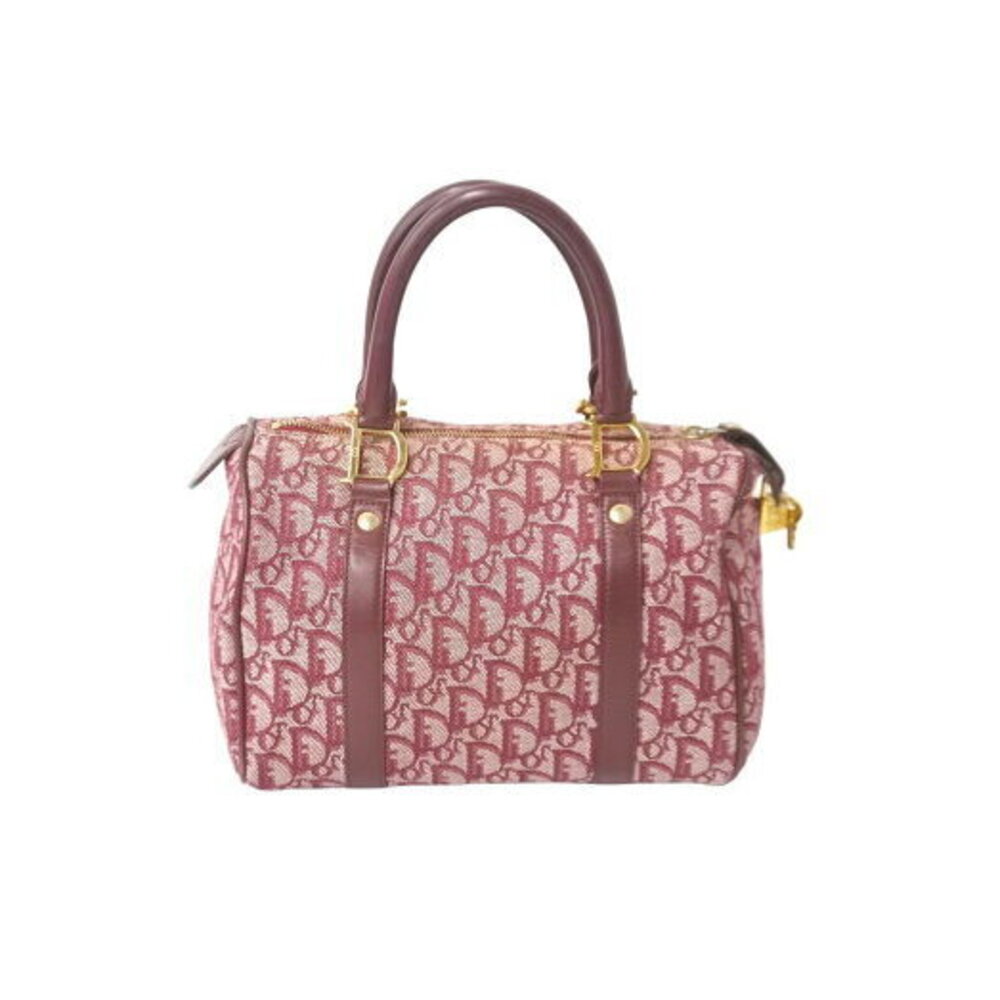 Christian Dior Speedy Boston Trotter Handbag Red Jacquard